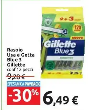 Carrefour Rasoio Usa e Getta Blue 3 Gillette conf 12 pezzi offerta