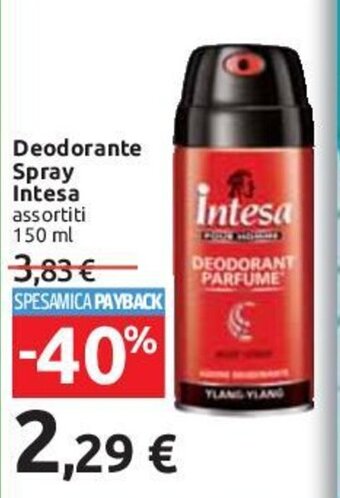Carrefour Deodorante Spray Intesa assortiti 150 ml offerta