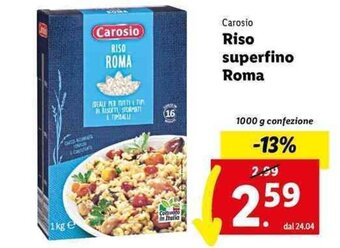 Lidl Carosio Riso superfino Roma 1000 g offerta