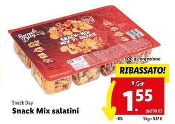Lidl Snack Day Snack Mix salatini 300 g offerta