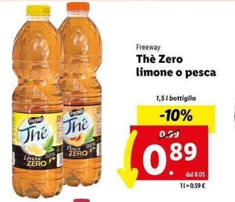 Lidl Freeway Thè Zero limone o pesca 1,5 l offerta