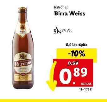Lidl Patronus Birra Weiss 0,5 l offerta