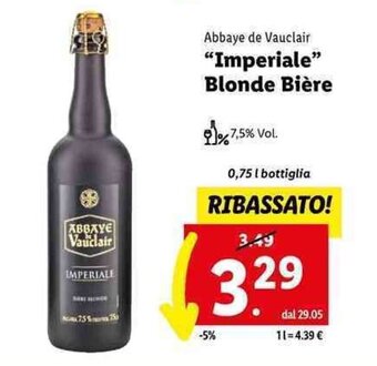 Lidl Abbaye de Vauclair "Imperiale" Blonde Bière 0,75 l offerta
