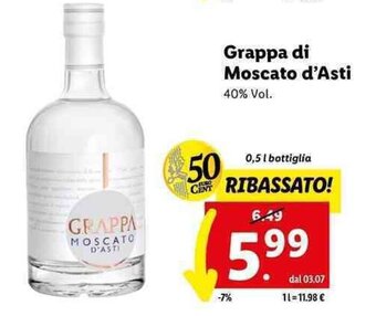 Lidl Grappa di Moscato d'Asti 0,5 l offerta