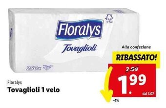 Lidl Floralys Tovaglioli 1 velo offerta