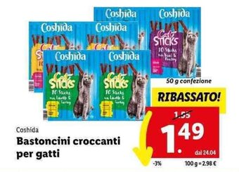 Lidl Coshida Bastoncini croccanti per gatti 50 g offerta