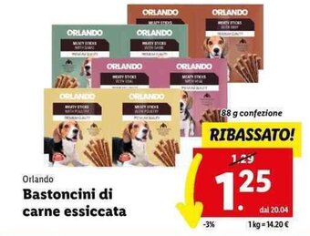 Lidl Orlando Bastoncini di carne essiccata 88 g offerta