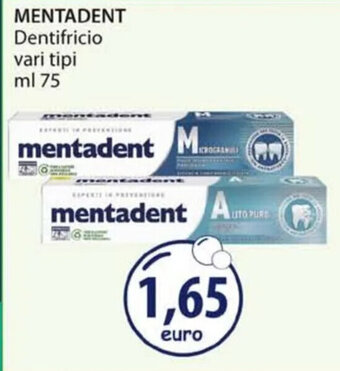 Acqua & Sapone MENTADENT Dentifricio vari tipi ml 75 offerta