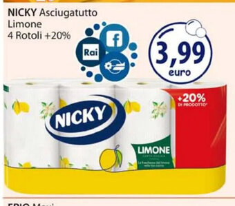 Acqua & Sapone NICKY Asciugatutto Limone 4 Rotoli +20% offerta