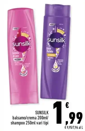 Conad SUNSILK balsamo/crema 200ml/ shampoo 250ml vari tipi offerta