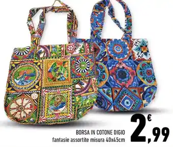 Conad BORSA IN COTONE DIGIO fantasie assortite misura 40x45cm offerta
