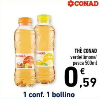 Conad THÈ CONAD verde/limone/ pesca 500ml offerta