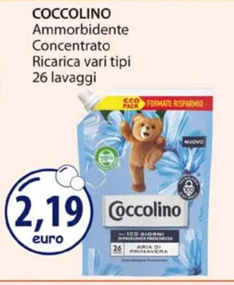 Acqua & Sapone COCCOLINO Ammorbidente Concentrato Ricarica vari tipi 26 lavaggi offerta