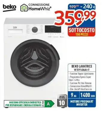 Elettrosintesi BEKO LAVATRICE WTX91486AH-IT offerta
