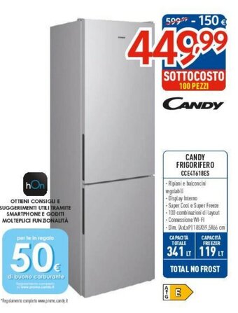 Elettrosintesi CANDY FRIGORIFERO CCE4T618ES offerta