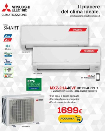 Euronics MITSUBISHI ELECTRIC MXZ-2HA40VF KIT DUAL SPLIT offerta