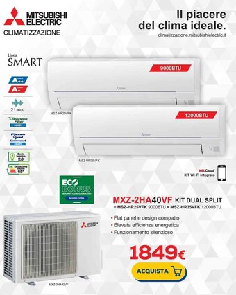 Euronics MITSUBISHI ELECTRIC MXZ-2HA40VF KIT DUAL SPLIT offerta