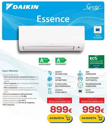 Euronics DAIKIN Kit Taglia 25 ATXD25A/ARXD25A offerta