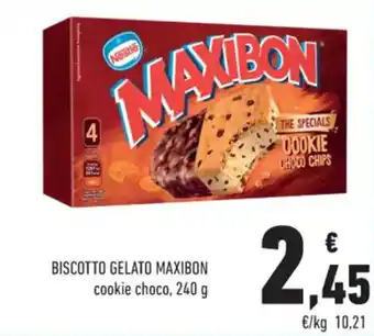 Conad BISCOTTO GELATO MAXIBON cookie choco, 240 g offerta