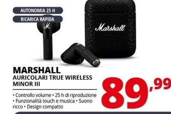 Comet Marshall auricolari true wireless minor iii offerta