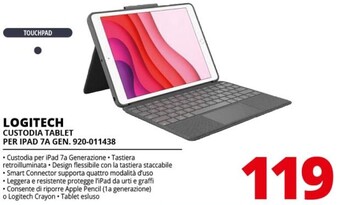 Comet Logitech custodia tablet per ipad 7a gen. 920-011438 offerta