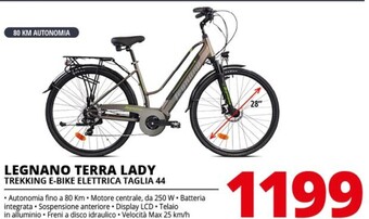 Legnano terra lady trekking e - bike elettrica taglia 44