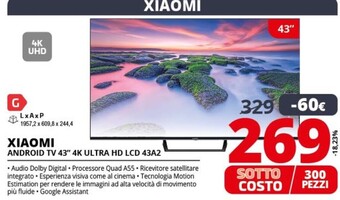 Comet Xiaomi 43a2 109,2 cm (43) 4k ultra hd smart tv wi-fi nero offerta