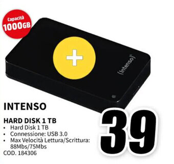 MediaWorld INTENSO HARD DISK 1 TB offerta