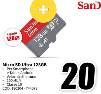MediaWorld SanDisk Micro SD Ultra 128GB offerta