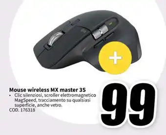 MediaWorld Logitech Mouse wireless MX master 3S offerta
