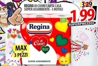 Il Genio Supermercato REGINA DI CUORI CARTA CASA SUPER ASSORBENTE - 3 ROTOLI offerta