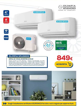 Euronics OLIMPIA SPLENDID ARYAL S2 E DUAL INVERTER 14 (9+12) offerta
