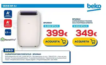 Euronics BEKO CLIMATIZZATORE PORTATILE - BP109AH offerta