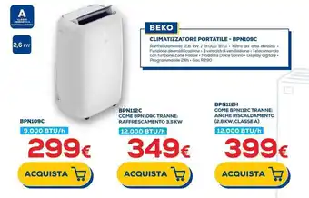 Euronics BEKO CLIMATIZZATORE PORTATILE - BPN109C offerta