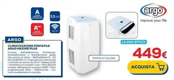 Euronics CLIMATIZZATORE PORTATILE ARGO MAXIME PLUS offerta