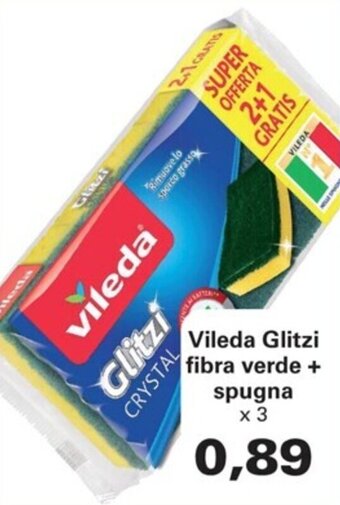 Vileda Glitzi fibra verde + spugna x 3