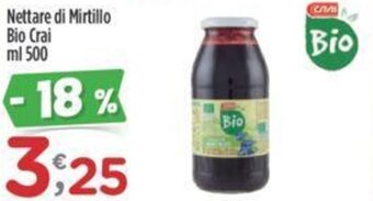 Crai Nettare di Mirtillo Bio Crai ml 500 offerta