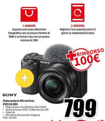 MediaWorld SONY Fotocamera Mirrorless ZVE10LBDI offerta