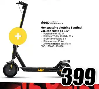 MediaWorld Jeep Monopattino elettrico Sentinel 2XE con ruote da 8.5" offerta