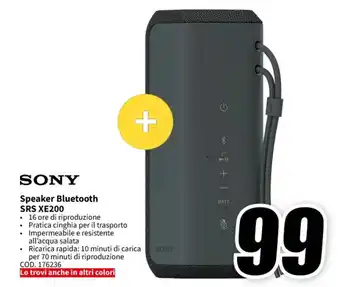 MediaWorld SONY Speaker Bluetooth SRS XE200 offerta