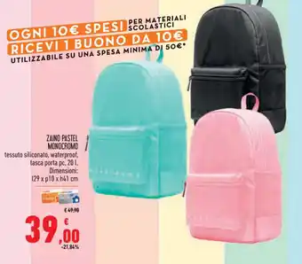 Conad Superstore ZAINO PASTEL MONOCROMO offerta