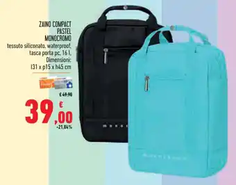 Conad Superstore ZAINO COMPACT PASTEL MONOCROMO offerta