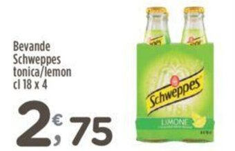 Crai Bevande Schweppes tonica/lemon cl 18 x 4 offerta
