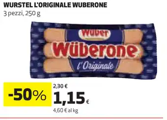 Coop Wüber Wüberone L'Originale Wurstel 3 pezzi 250g offerta