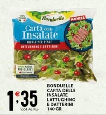 Sisa BONDUELLE CARTA DELLE INSALATE LATTUGHINO E DATTERINI 140 GR offerta