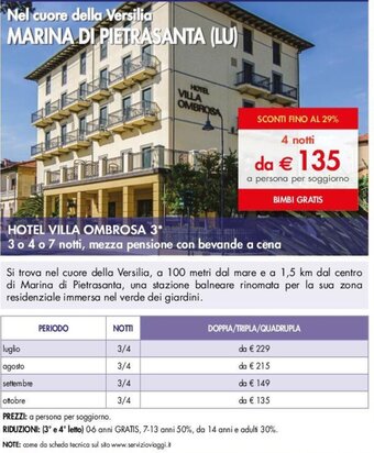 Esselunga HOTEL VILLA OMBROSA 3 offerta