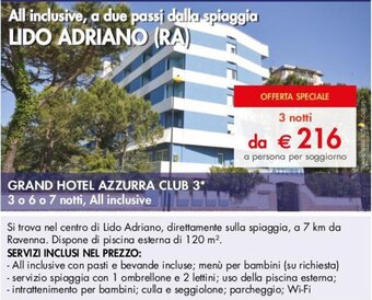 Esselunga GRAND HOTEL AZZURRA CLUB 3 offerta