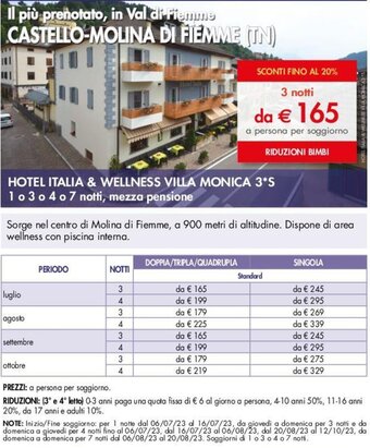 Esselunga HOTEL ITALIA & WELLNESS VILLA MONICA 3*S offerta