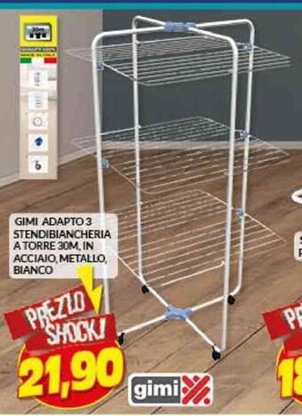 Risparmio Casa GIMI ADAPTO 3 STENDIBIANCHERIA A TORRE 30M, IN ACCIAIO, METALLO, BIANCO offerta