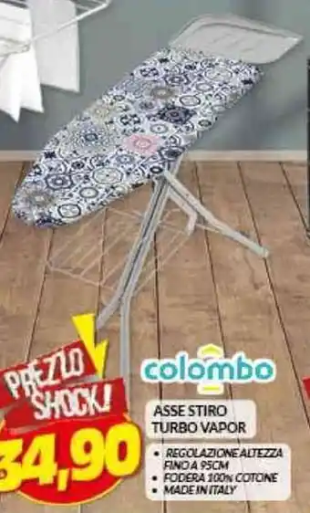 Risparmio Casa ASSE STIRO TURBO VAPOR •REGOLAZIONE ALTEZZA FIND A 95CM •FODERA 100% COTONE •MADE IN ITALY offerta